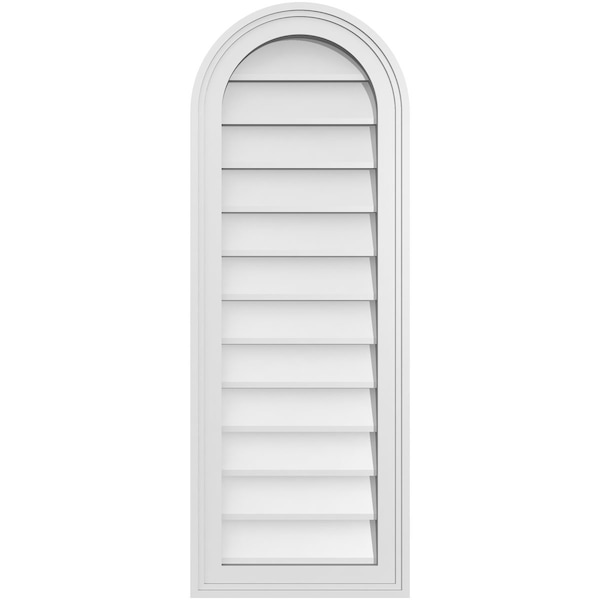 Ekena Millwork Round Top Surface Mount PVC Gable Vent w/ 2"W x 1-1/2"P Brickmould Frame, 14"W x 38"H GVPRT14X3802SN - main
